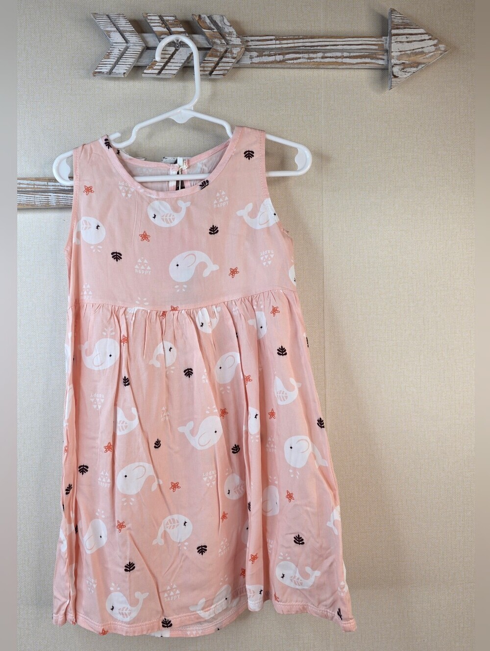 New Girls 4T Pink Whale Print Sleeveless Dress